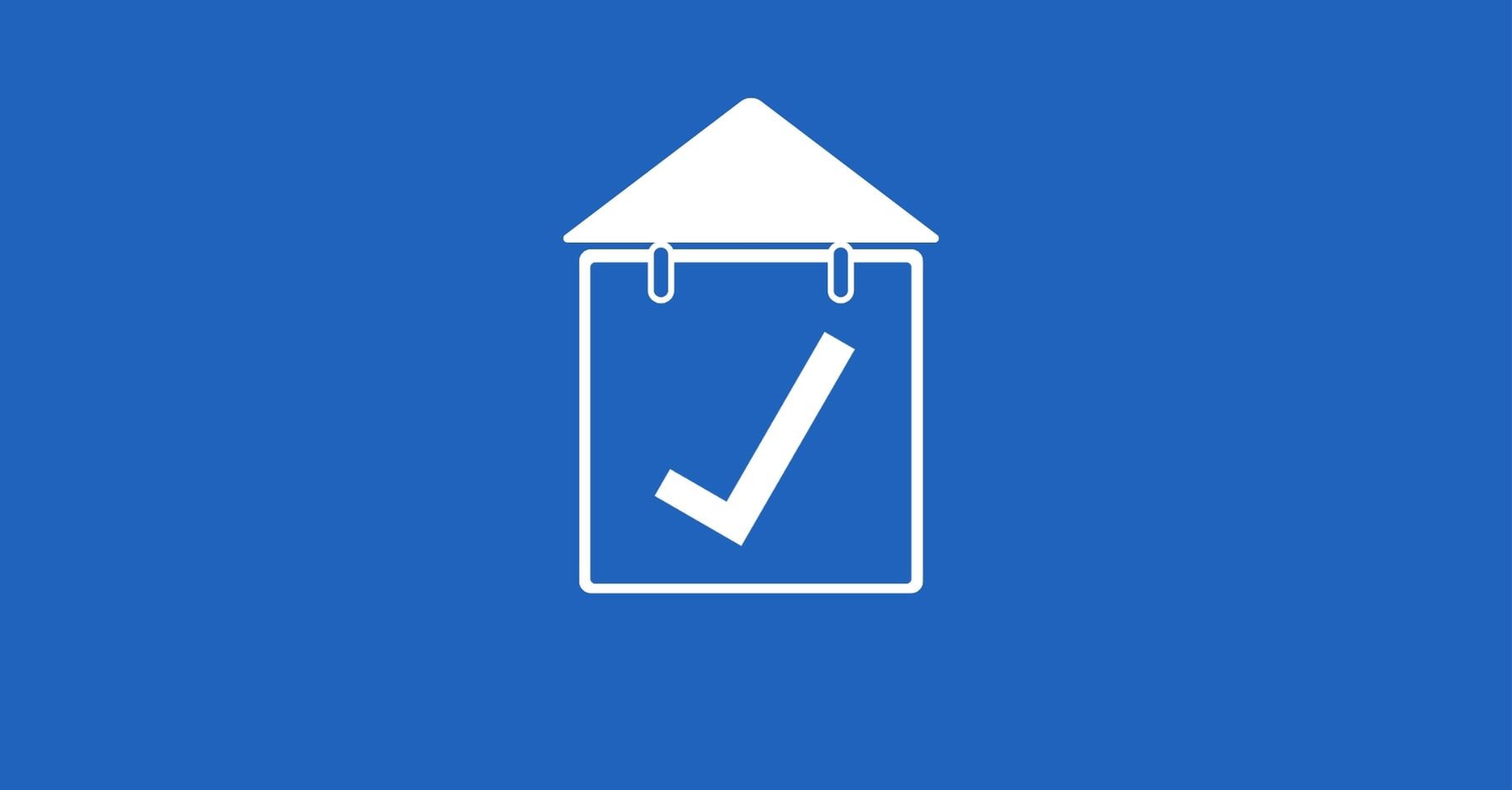 Illustration of a calendar page with a check mark under a house roof